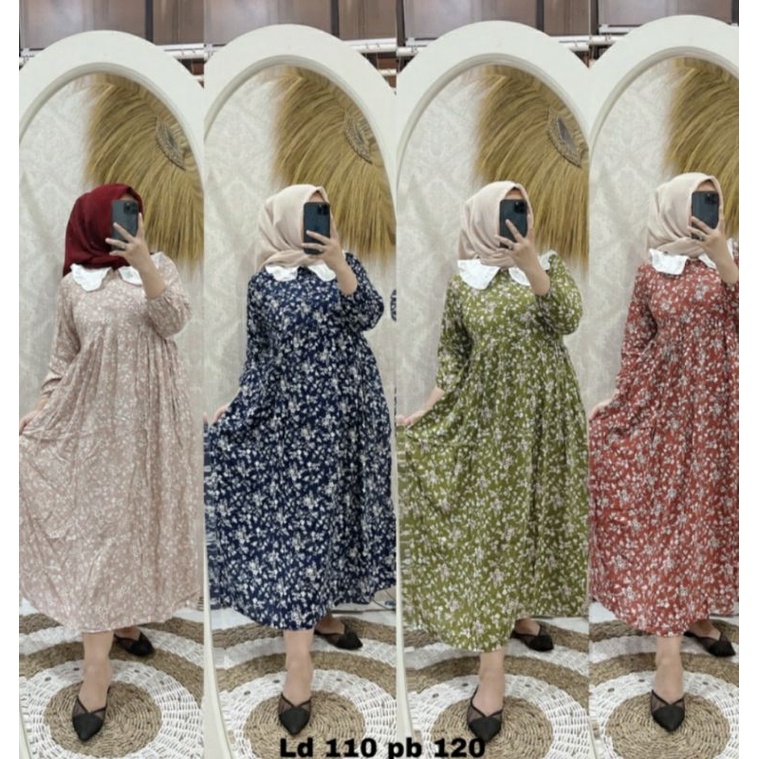MIDI DRESS MUSLIM MOTIF LD110-120 BAHAN NYAMAN JAHITAN RAPIH