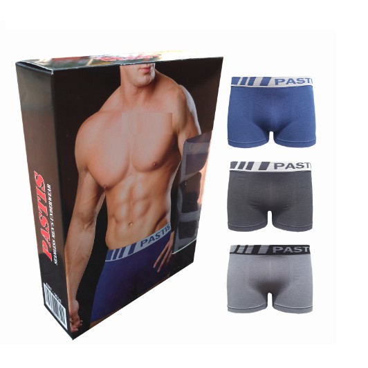 Boxer Pria Pastis Variasi Tanpa Jahitan Bahan Katun Kualitas Premium (1 Box Isi 3 Pcs)