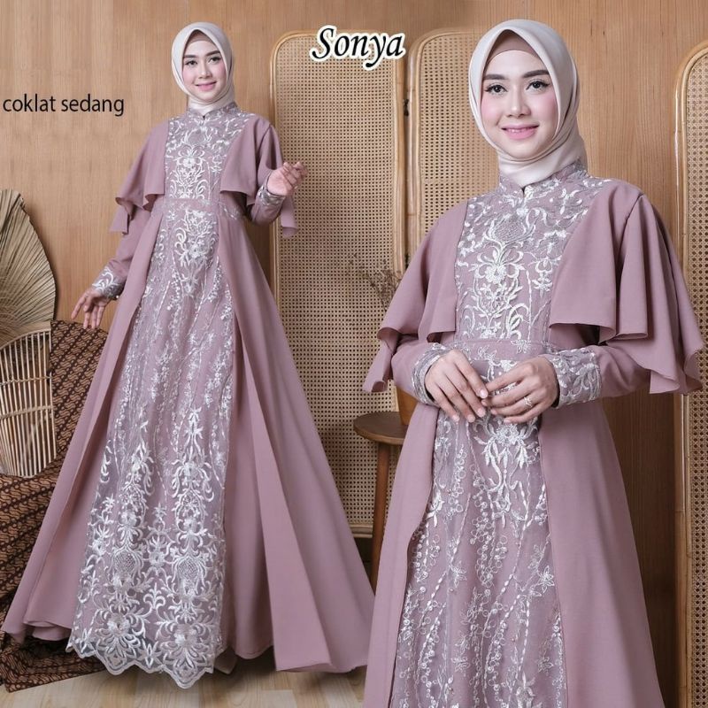 GAMIS PESTA MEWAH SONYA / GAUN MUSLIMAH PESTA dress baju muslim wanita baju kondangan lamaran