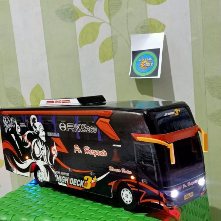 Miniatur Bus bis / mainan bus bis Haryanto wayang BIMA + Lampu