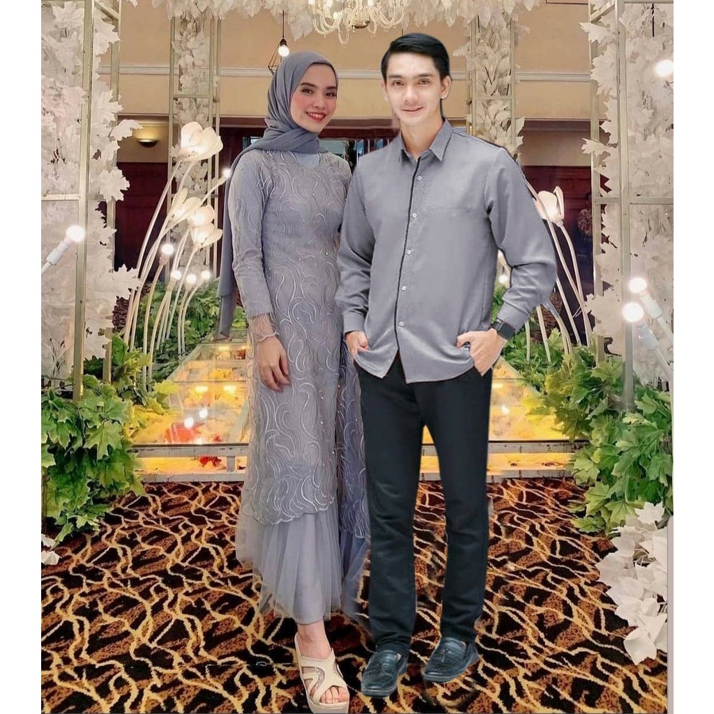 CP GERALDINE PAKAIAN COUPLE PASANGAN KEMEJA DAN GAMIS TILE MUTIRA EDHM