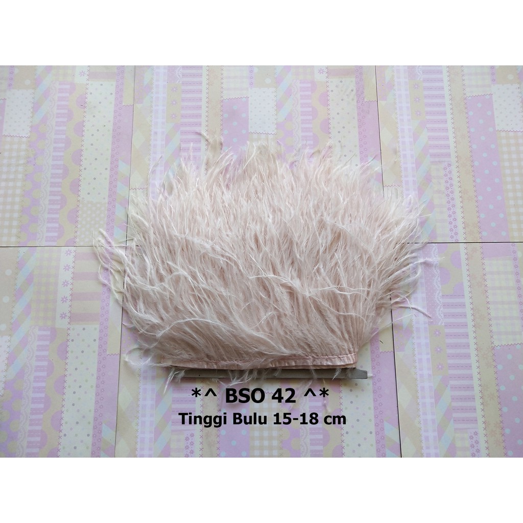 [1 METER] BULU OSTRICH TINGGI 15-18CM, RENDA BULU SINGLE OSTRICH BSO 42