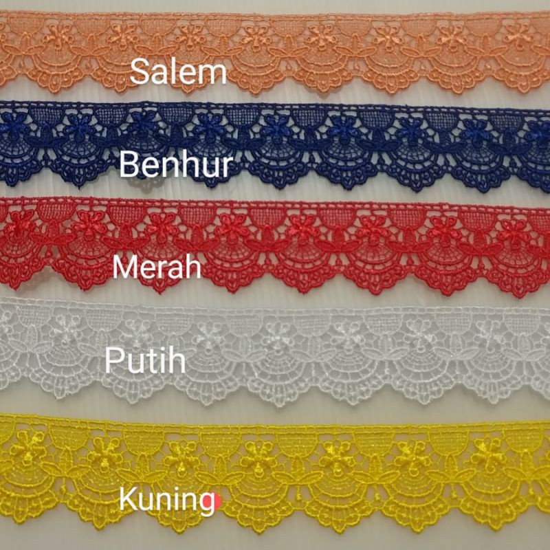 Renda Giper Gyper Bordir 1 Meter Lebar 3,5cm Harga Per 100cm