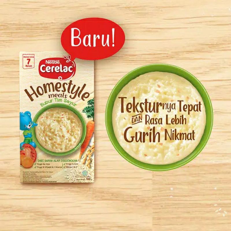 Nestle Cerelac Homestyle Meals Bubur Bayi 100 gram / Tim Ayam Wortel &amp; Tim Sayur / MPASI 6 7 8 bulan+