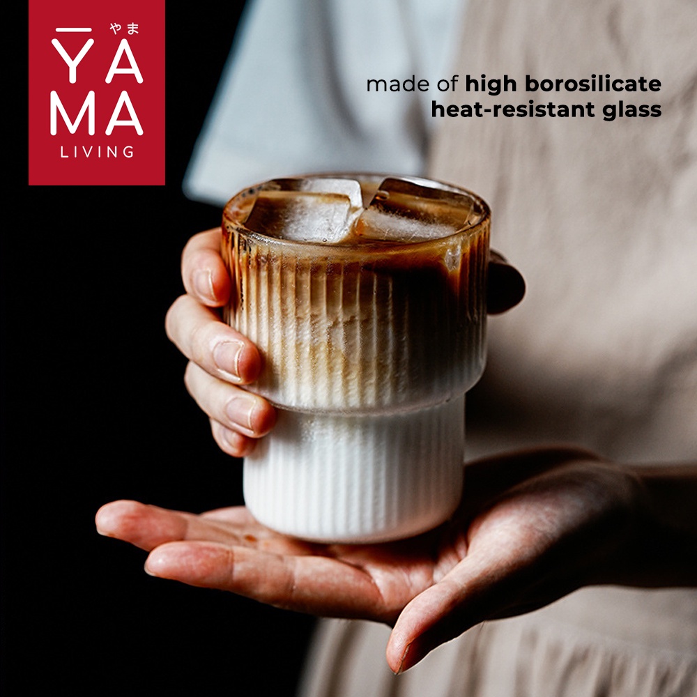 YAMA UENO Aesthetic Korean Glass Gelas Kaca Cafe Cangkir Kopi Coffee Shop Espresso Teh Nordic Cup