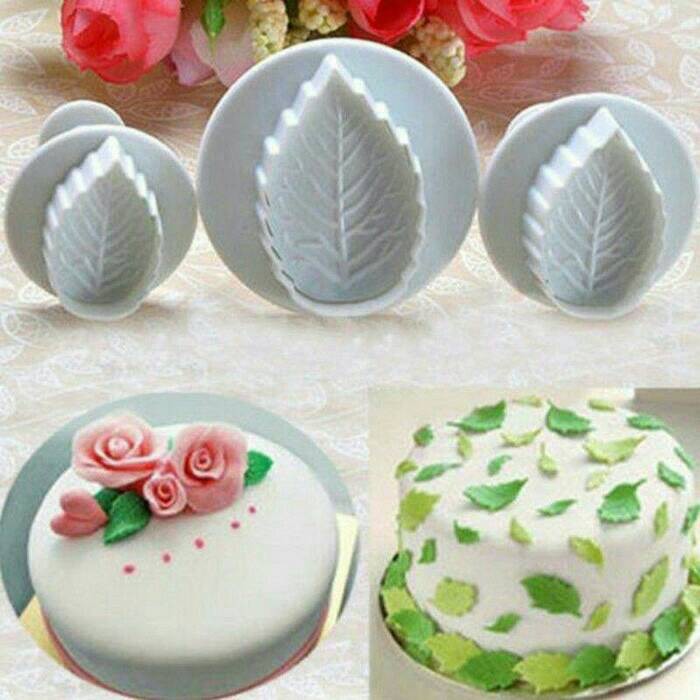 Plunger / Stamp Cutter Daun Mawar (cetakan Fondant, Cookies)