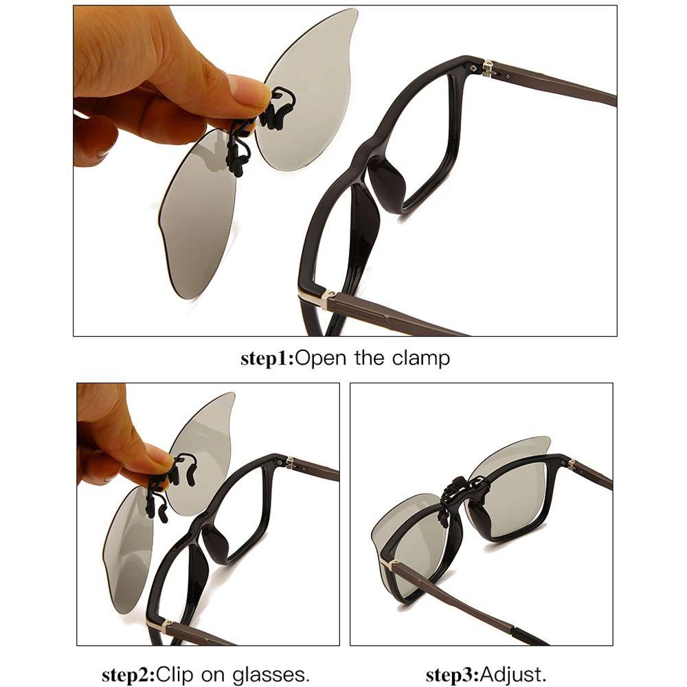 Agustinina Kacamata Clip-on Fashion Memancing Penglihatan Perawatan Perlindungan UV Night Vision Clipon Photochromic Cat Eye Flip Up Eyewear