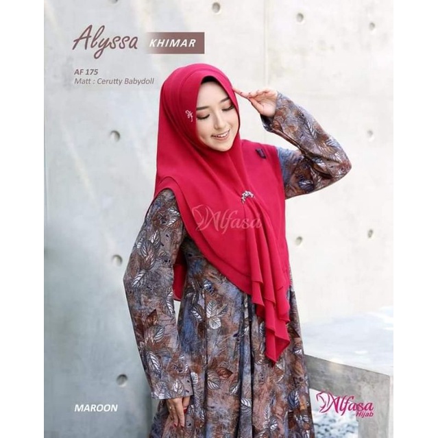 Khimar Alyssa Alfasa | AF 175 | Khimar dengan Soft Pet | Khimar Bahan Ceruty Baby Doll