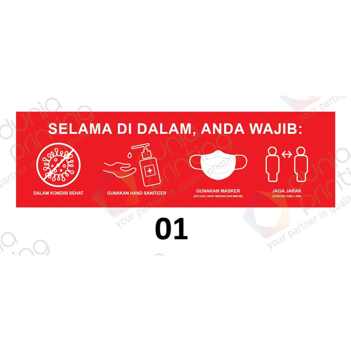 

Promo Stiker Aturan New Normal Covid - size 50x15 cm - contoh gambar Elegan