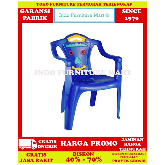 Kursi Plastik Napolly Makan Serbaguna Non Karakter Big 228 B Biru