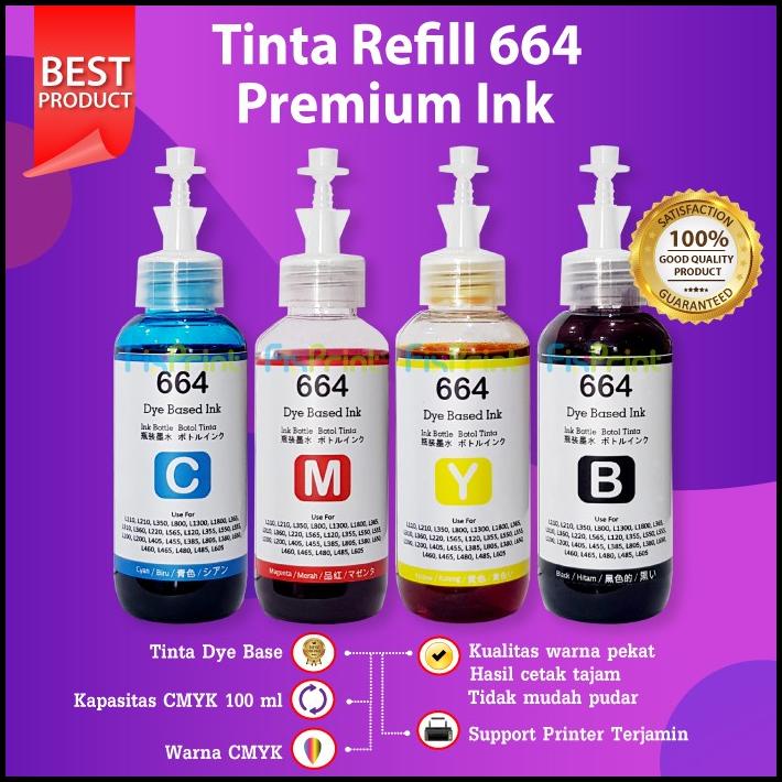 Cmyk Tinta Premium 664 T664 Refill Pengganti Original Epson L120 L360