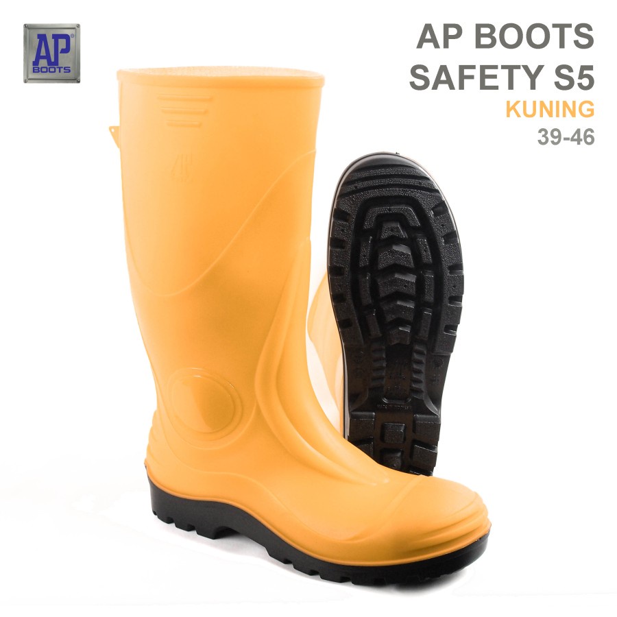 Sepatu Boot Tinggi AP Boots AP SAFETY S5 Kuning Steel Toe + Mid Sole size | Sepatu Safety S5 AP Boot