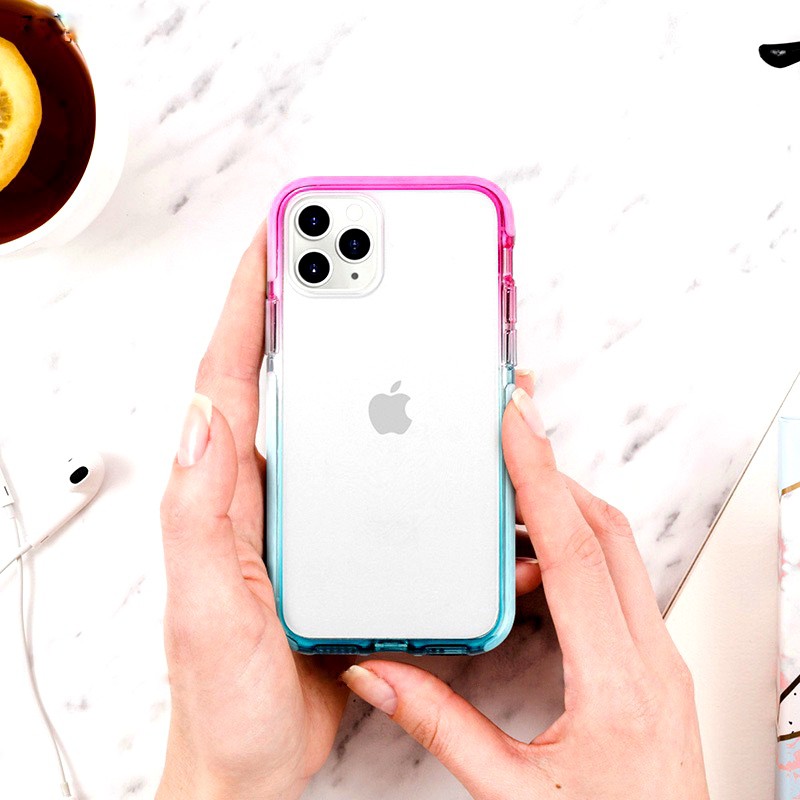 Case iPhone Impact Rainbow Premium Casing Akrilik Softcase Colourway Soft Case Anti Yellowing