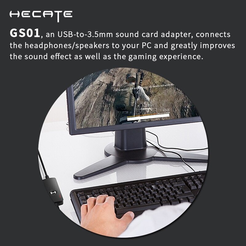 Edifier HACATE USB Sound Card External Audio Microphone 3.5mm - GS01 - Black