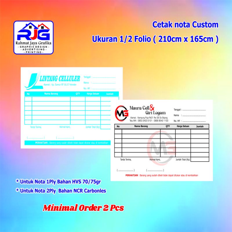 Jual Cetak Nota Ukuran 12 Folio 2ply 1ply Cetak Nota Custom Cetak Nota Nama Toko Cetak Nota 5668