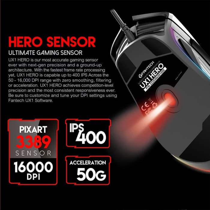 Fantech UX1 HERO Ultimate Gaming Mouse PIXART 3389 Sensor