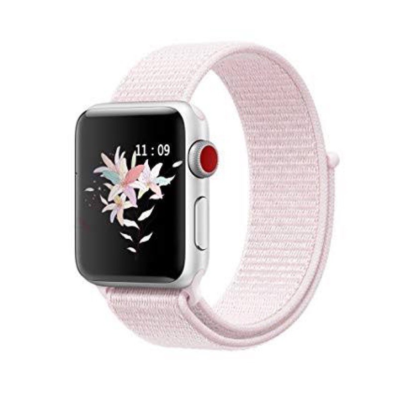 Strap apple watch woven nylon loop sport iwatch pink sand 3 4 5 SE 38mm 40mm 42mm tali kanvas canvas