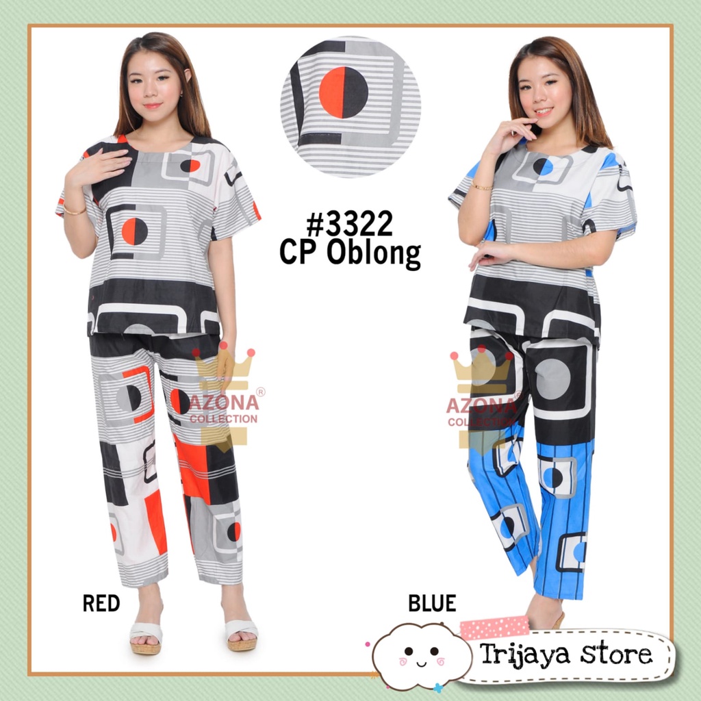 Trijaya . piyama wanita dewasa cp oblong / one set oblong celana panjang motif katun eropa