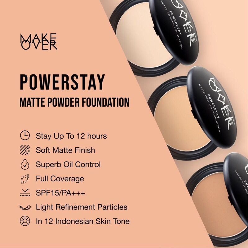 MAKE OVER Powerstay Matte Powder Foundation 11gr (Bedak Padat)