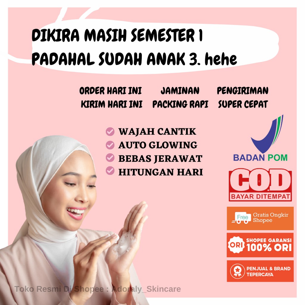 Skincare Glowing Anti Acne BPOM Penghilang Jerawat Cream Whitening Pemutih Wajah Adoraly Skincare