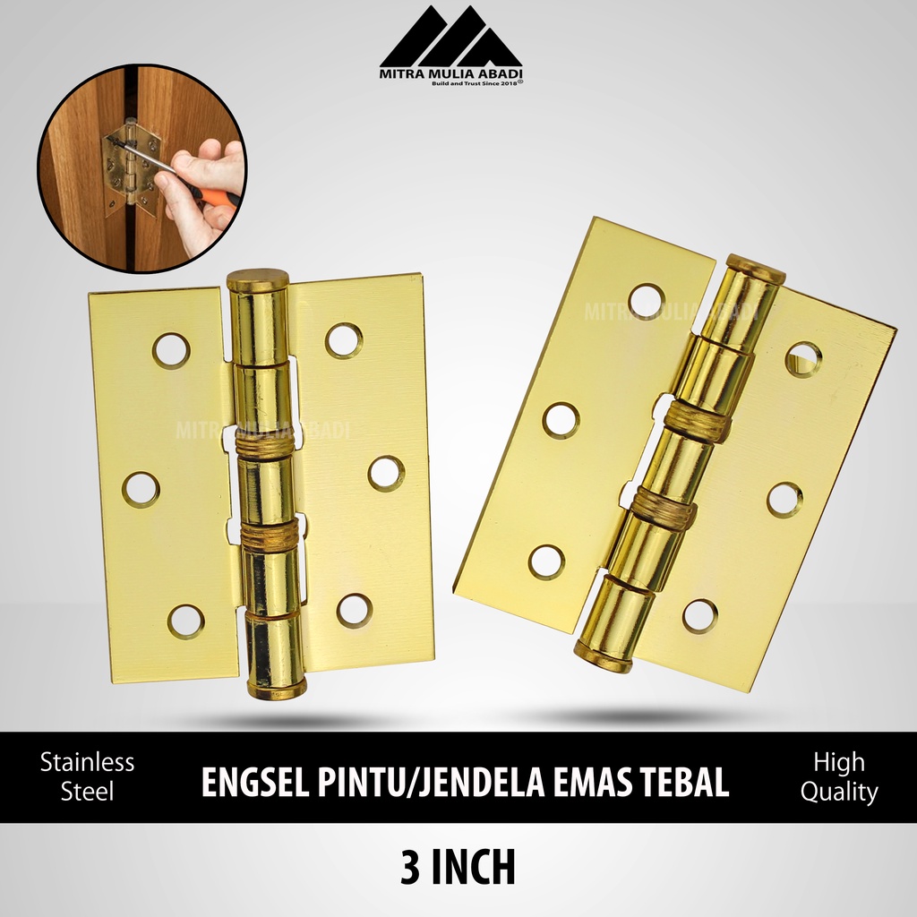 Engsel Pintu Kuning / Jendela TEBAL 3 inch / Stenlis Per Pasang