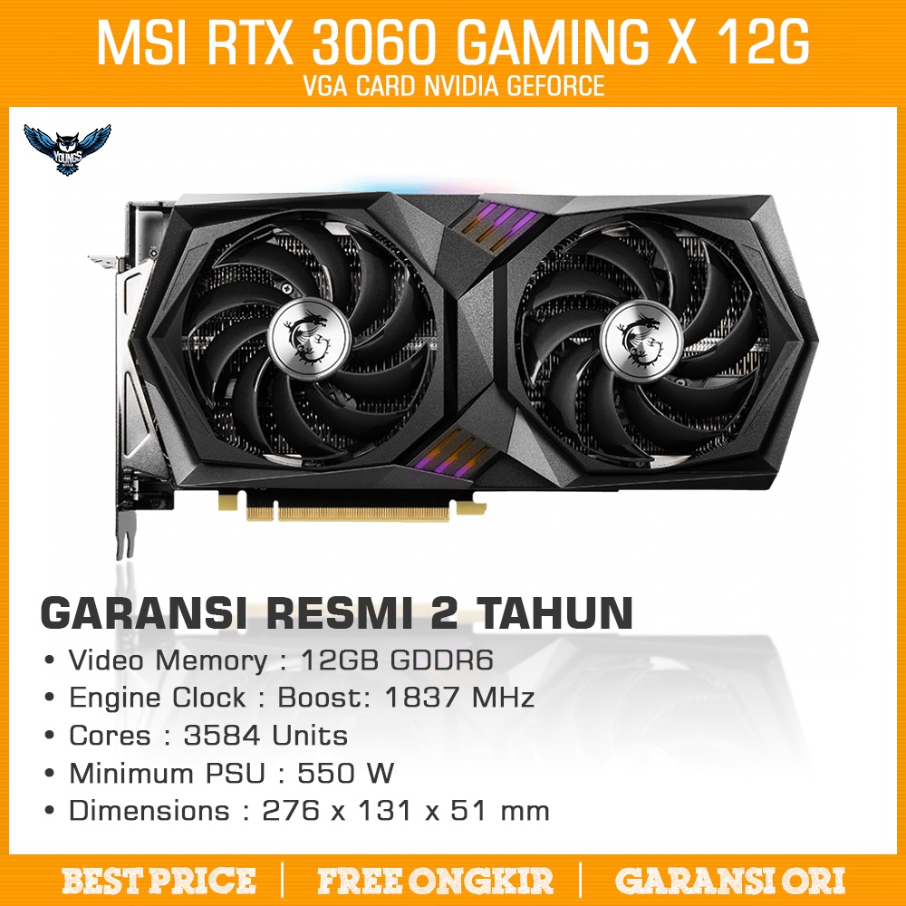 MSI RTX 3060 GAMING X 12G 12GB DDR6 VGA CARD NVIDIA GEFORCE RTX3060