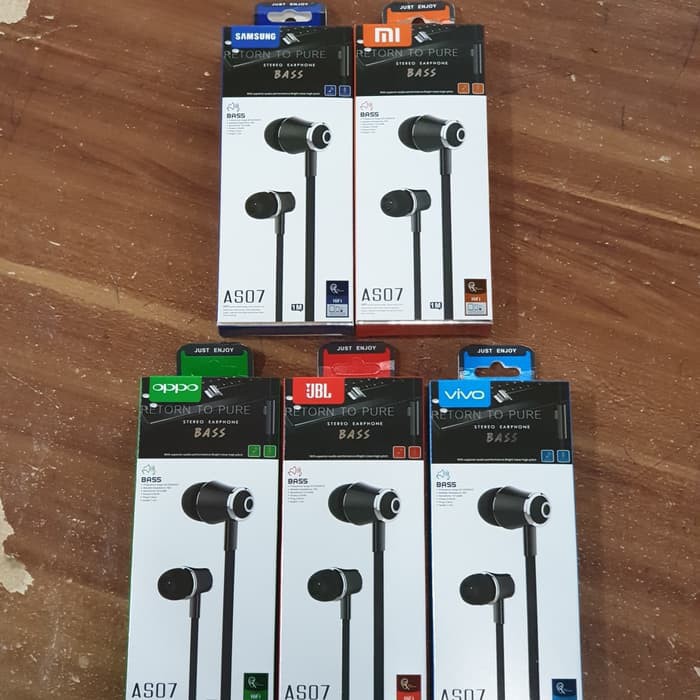 Headset Branded AS-07 Super Bass / Handsfree Asus Vivo Oppo Sony Iphone Samsung Xiaomi AS07