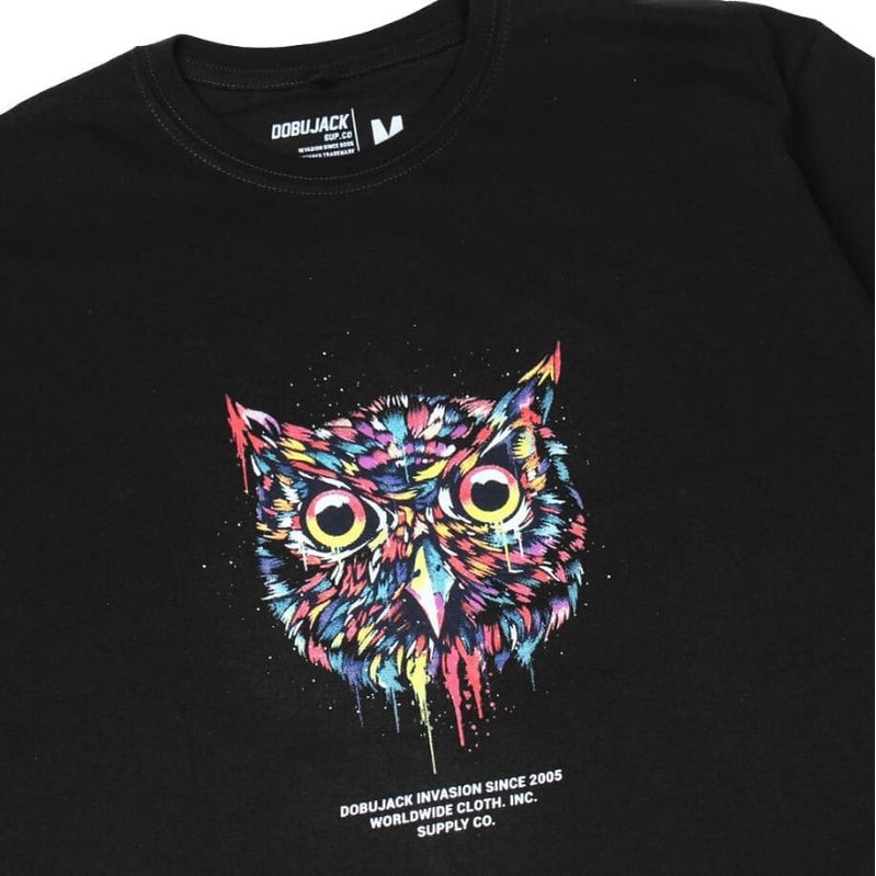 DOBUJACK TSHIRT OWL COLOUR - BLACK