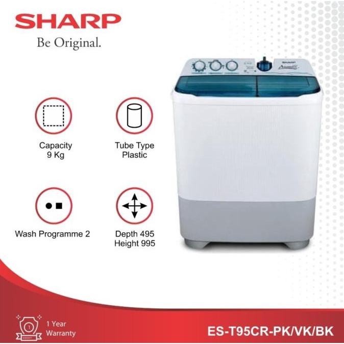 Mesin Cuci Sharp 2 Tabung 9 kg ES-T95CR Termurah