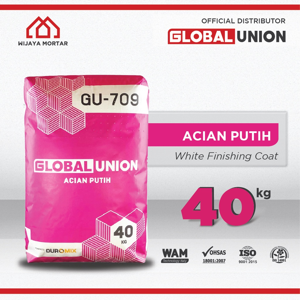 Semen Instan Mortar Acian Putih Hemat Cat - Global Union Acian Putih 40kg