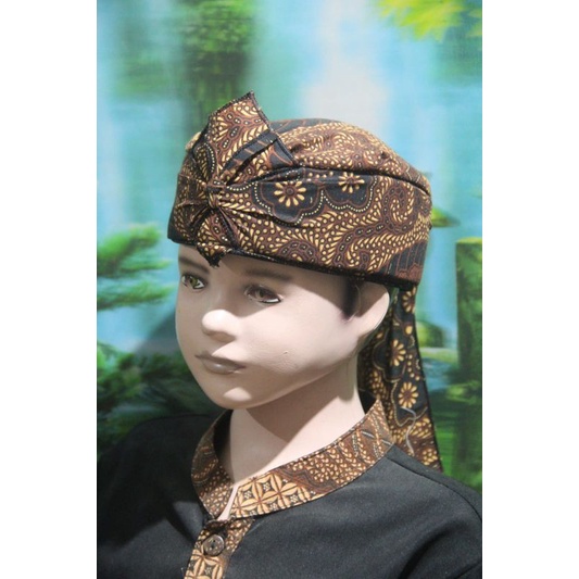 iket kepala blangkon sunda jawa tradisional dewasa anak batik, atas tutup (coklat)