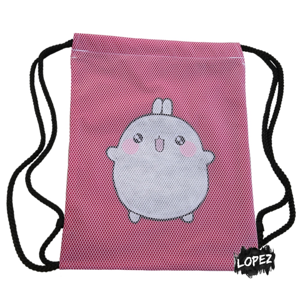 Tas Jaring Molang / Tas Serut Hewan Kelinci / String Bag Molang and Piu Rabbit Lopez
