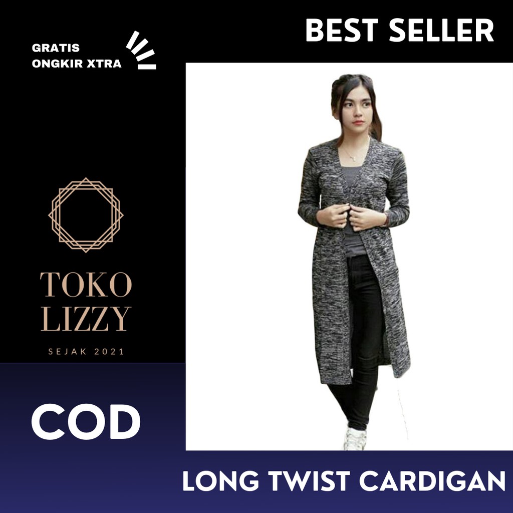 LONG TWIST CARDIGAN OUTER CARDIE DRESS WANITA LENGAN PANJANG BAJU PAKAIAN CEWEK RAJUT KNIT KEKINIAN
