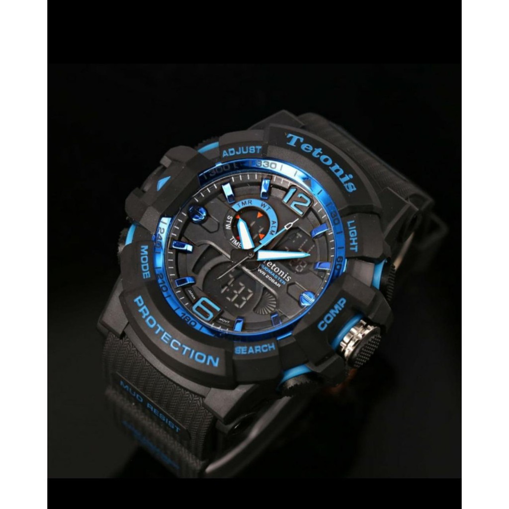 Jam Tangan Pria Tetonis Original 31004LS Tali Rubber Double Time