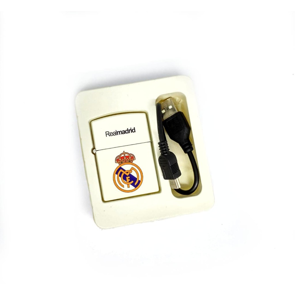 Terbaru Laris! KOREK API USB REALMADRID MADRID 2133-2 ELEKTRIK CAS CHARGER LIGHTER Murah!