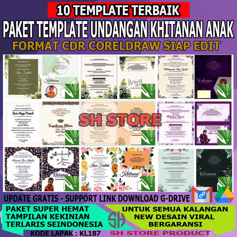 Paket Template Undangan Anak Khusus Khitanan Sunatan CDR Tinggal Edit Usaha Percetakan Termurah Terl