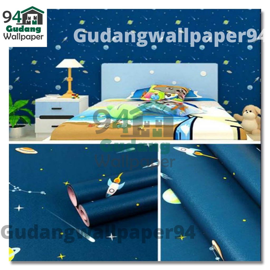 (COD) Gudang Wallpaper Sticker Dinding kamar Anti Air Murah Dan Terbaik Motif Roket Bahan PVC Premium (SUDAH ADA LEM)