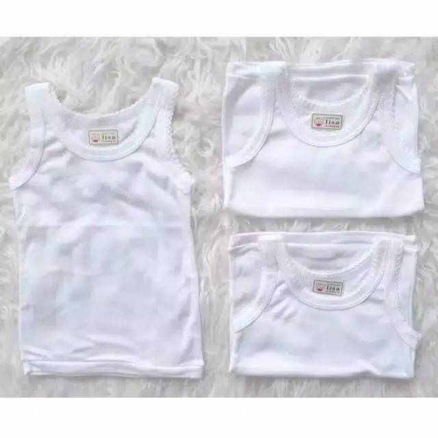 3PC Singlet Bayi Lisa Ukuran 14-32 Bahan Adem Lembut Dan SNI