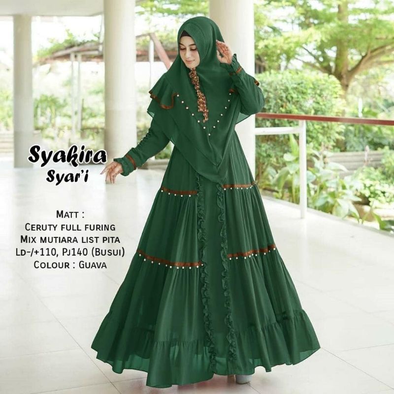 Syakira Gamis Terbaru 2021 Modern Lebaran / Gamis Syari Set Hijab / Gamis Murah Meriah Promo / Gamis