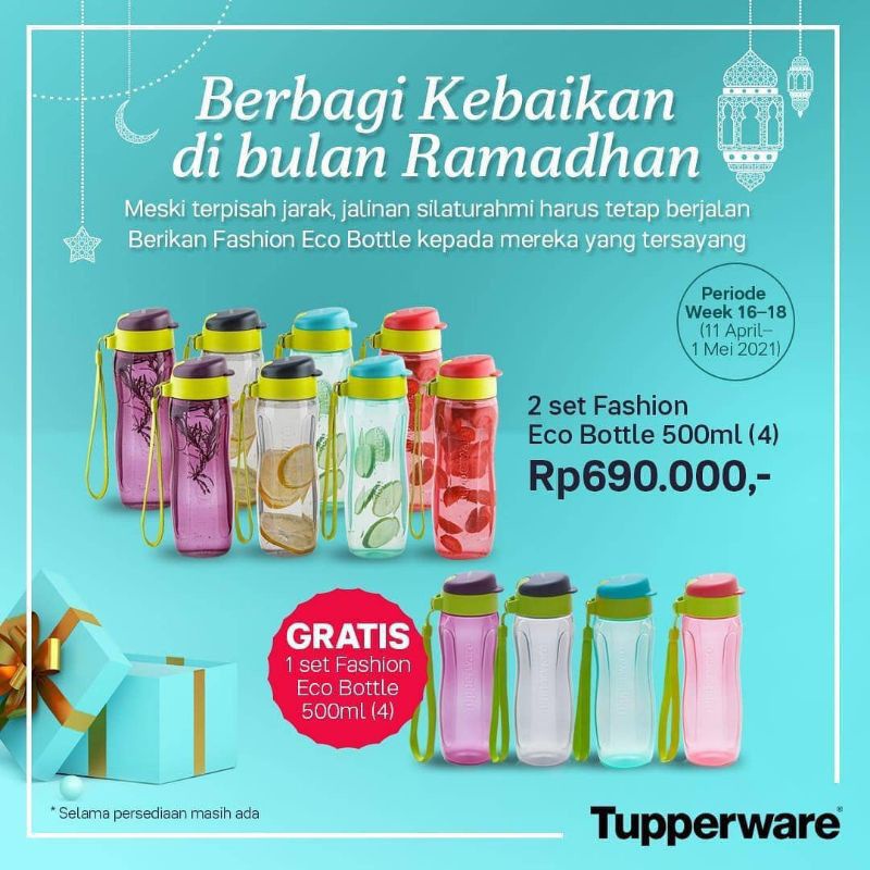 Botol Tupperware 500 mL tutup flip