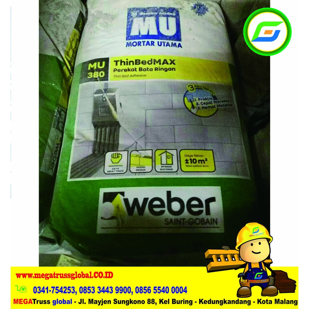 MU380 - Mortar Utama MU 380 Perekat Bata Ringan  - Material Bahan Bangunan