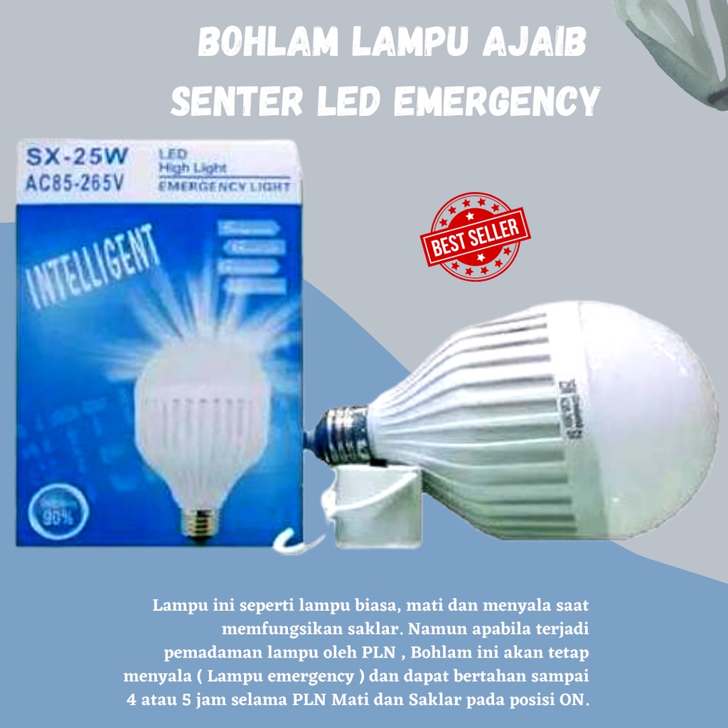 PENTING! BOHLAM EMERGENCY BOLA LAMPU AJAIB LED EMERGENCY 25 WATT TERANG 75WATT UNIK MURAH MERIAH