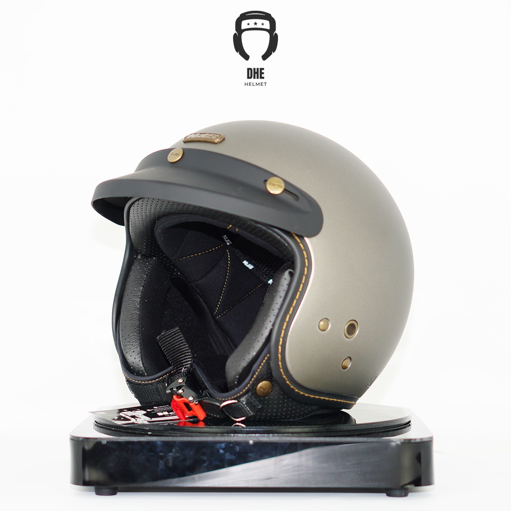 HELM NJS NR-80S Retro SOLID ORIGINAL PREMIUM FREE PET NJS (TOPI HELM BOGO) STANDART SNI Dewasa-silver doff