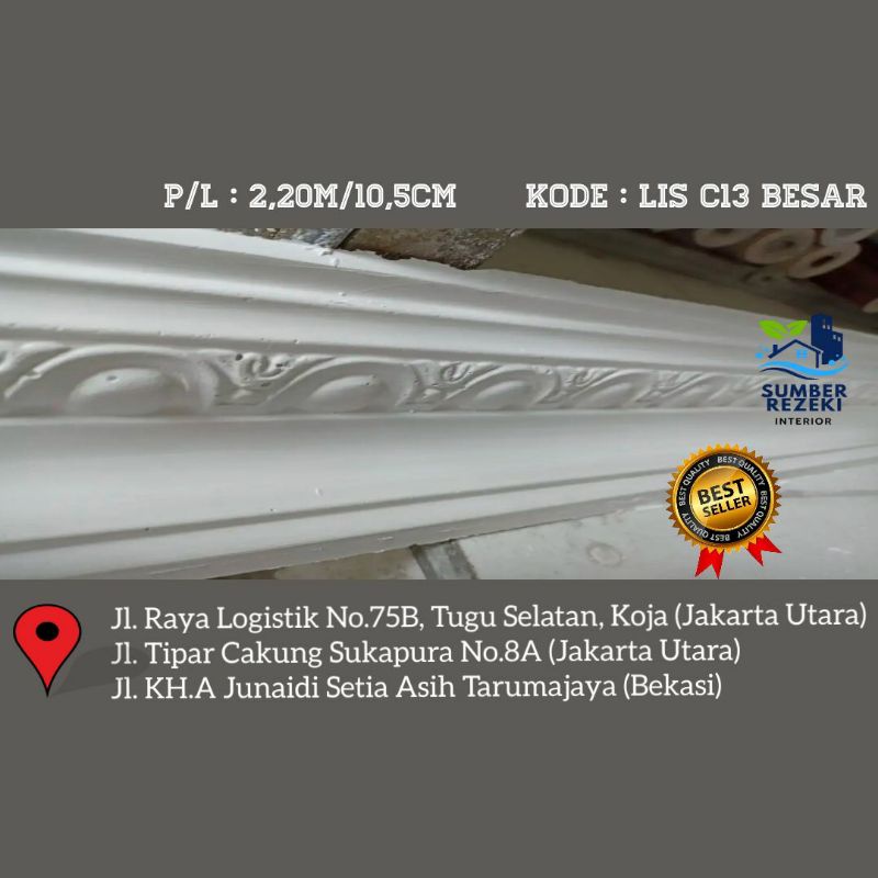 Lis/List Profil Gypsum Plafon, Motif C13 Besar 10cm