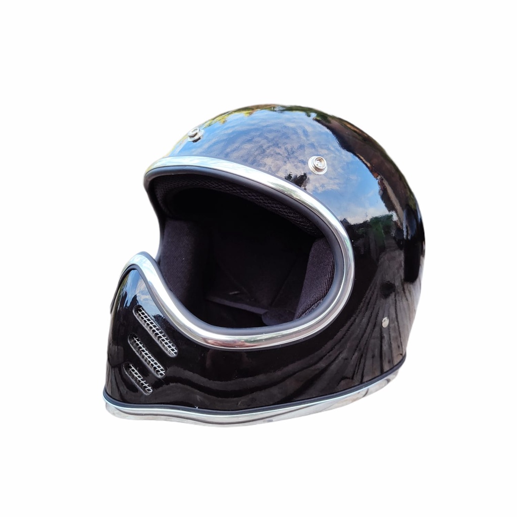 Helm Mini Moto Custom Hah Helmet Hitam Polos