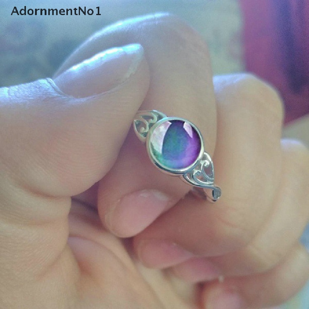 (AdornmentNo1) Cincin Mood Ring Bulat Berubah Warna Sesuai Suhu Gaya Vintage Untuk Wanita