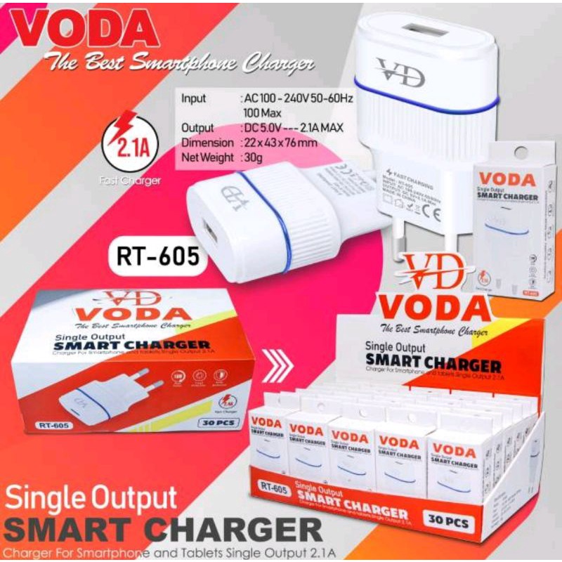 TRAVEL ADAPTOR CARGER BATOK CHARGER VODA RT605 1 USB CASAN WARNA PUTIH