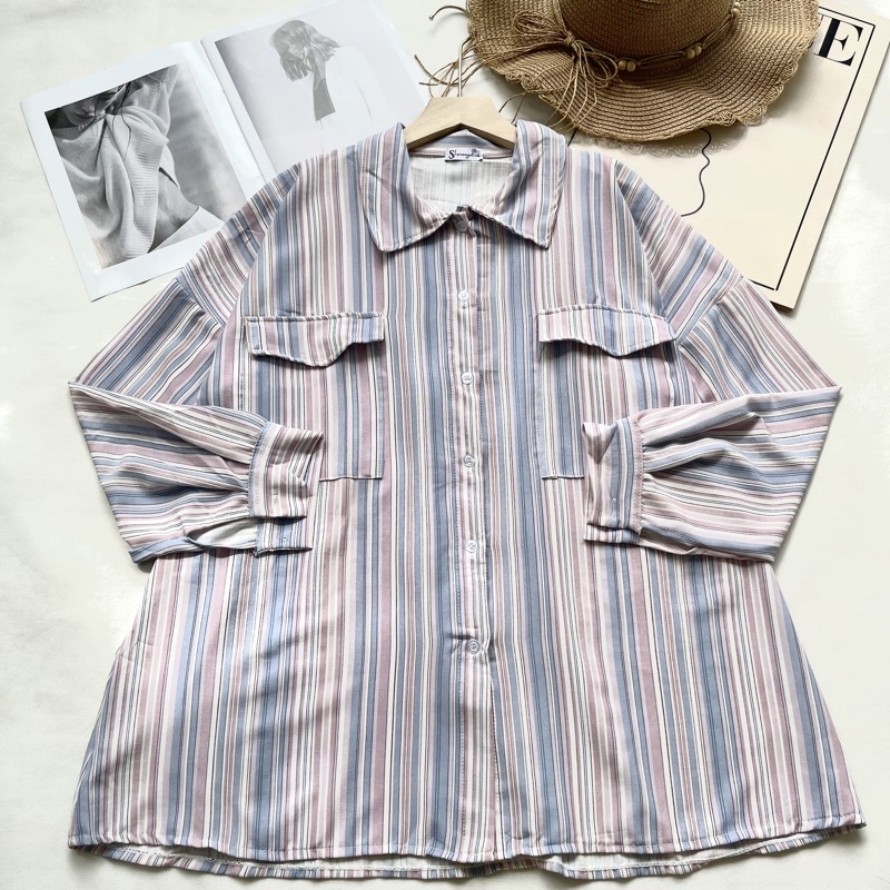 IL - SASKHI BLOUSE STRIPE OVERSIZE CANDY STRIPE /BLOUSE GARIS OVERSIZE