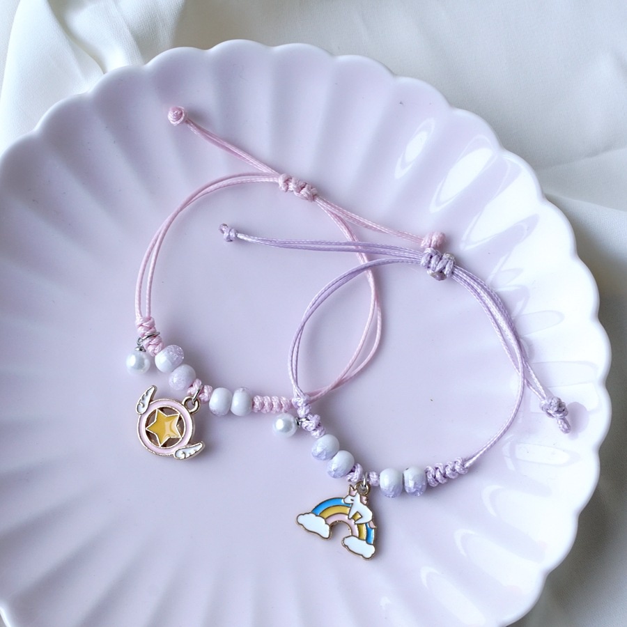 [Big Sale]1 Pcs Gelang Wanita Korea Gelang Couple Sahabat Manik Tali  Braided Bracelet/Friendship Adjustable Fashion Aksesoris-3