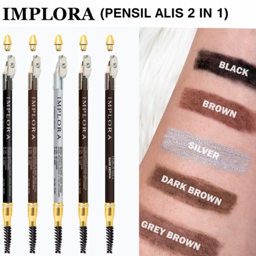 ★ BB ★ IMPLORA Eye Brow Pencil 2 IN 1 ( PENSIL + SERUTAN + SIKAT ) ORIGINAL BPOM / 2IN1 PENSIL ALIS IMPLORA